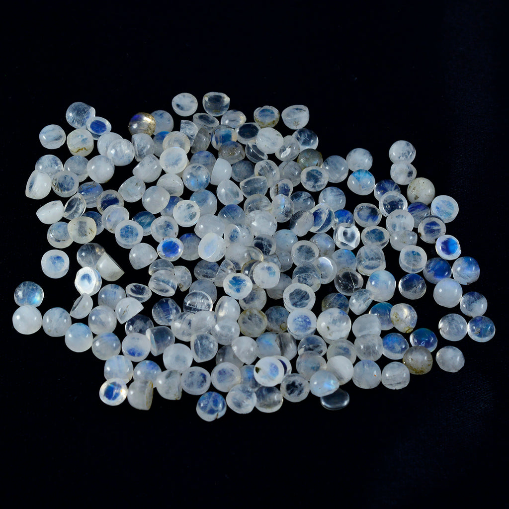 Rainbow Moonstone 1PC Small 8x8 MM Round Cabochon White Superior semi Precious Semi Precious Gemstone