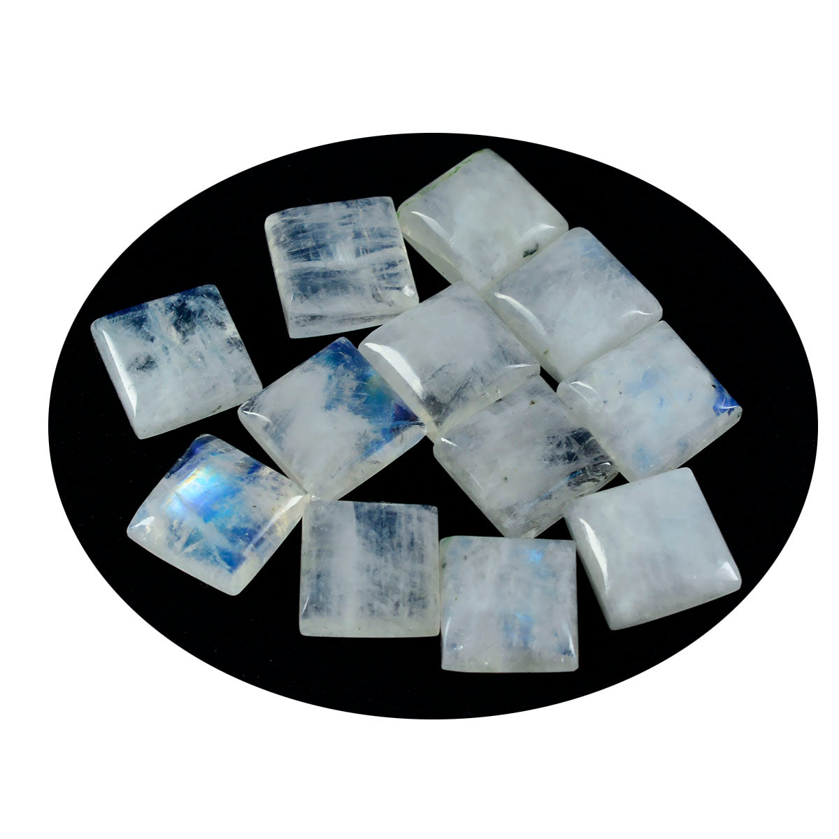 Rainbow Moonstone 1PC Large 10x10 MM Square Cabochon White Genuine semi Precious Precious Gemstone