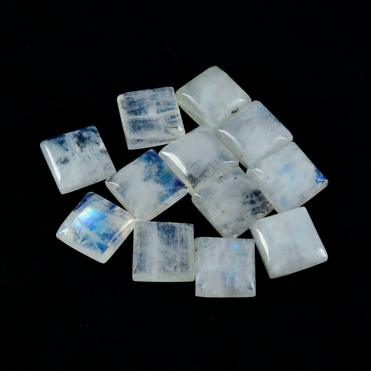 Rainbow Moonstone 1PC Large 11x11 MM Square Cabochon White Superior semi Precious Gems