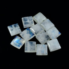 Rainbow Moonstone 1PC Large 10x10 MM Square Cabochon White Genuine semi Precious Precious Gemstone