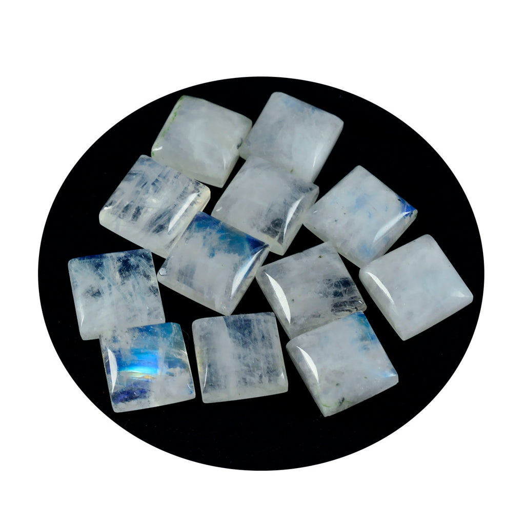 Rainbow Moonstone 1PC Large 11x11 MM Square Cabochon White Superior semi Precious Gems