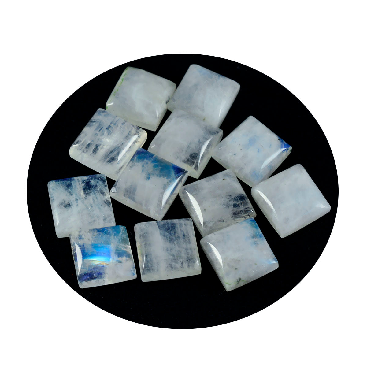Rainbow Moonstone 1PC Large 11x11 MM Square Cabochon White Superior semi Precious Gems