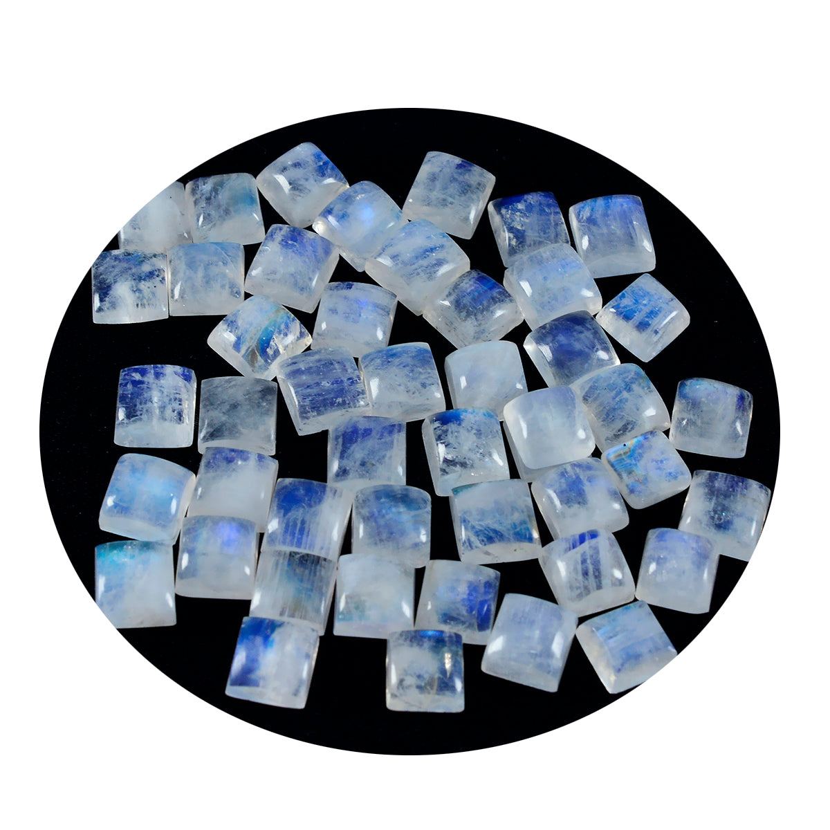 Rainbow Moonstone 10PC Tiny 5x5 MM Square Cabochon White Lustrous semi Precious Gems