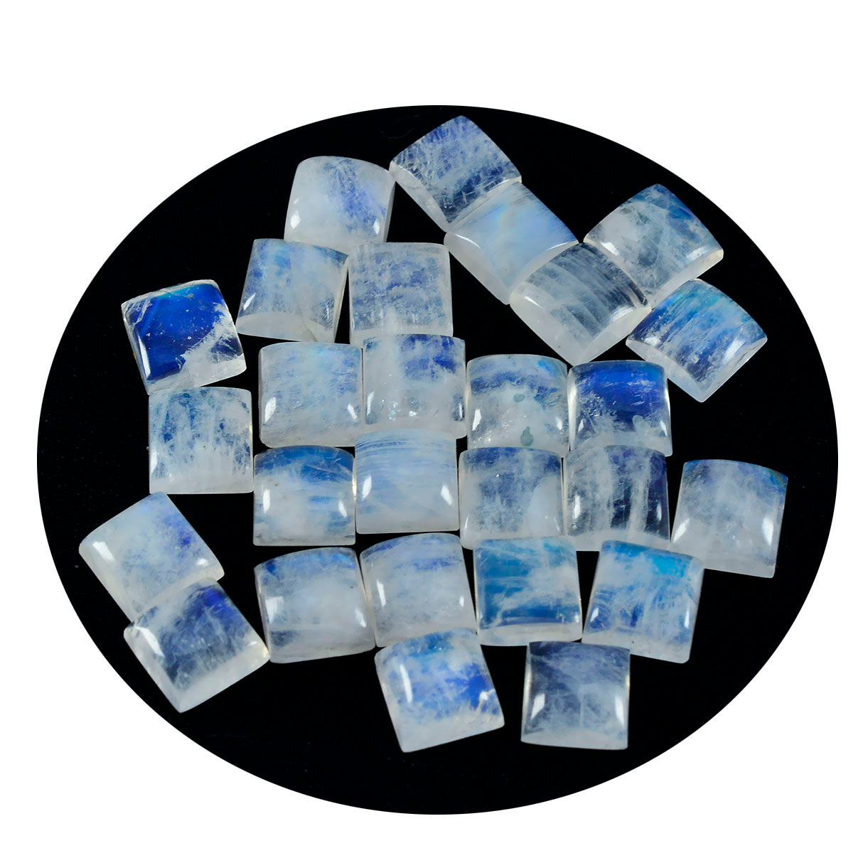 Rainbow Moonstone 1PC Tiny 6x6 MM Square Cabochon White Shine semi Precious Loose Gems