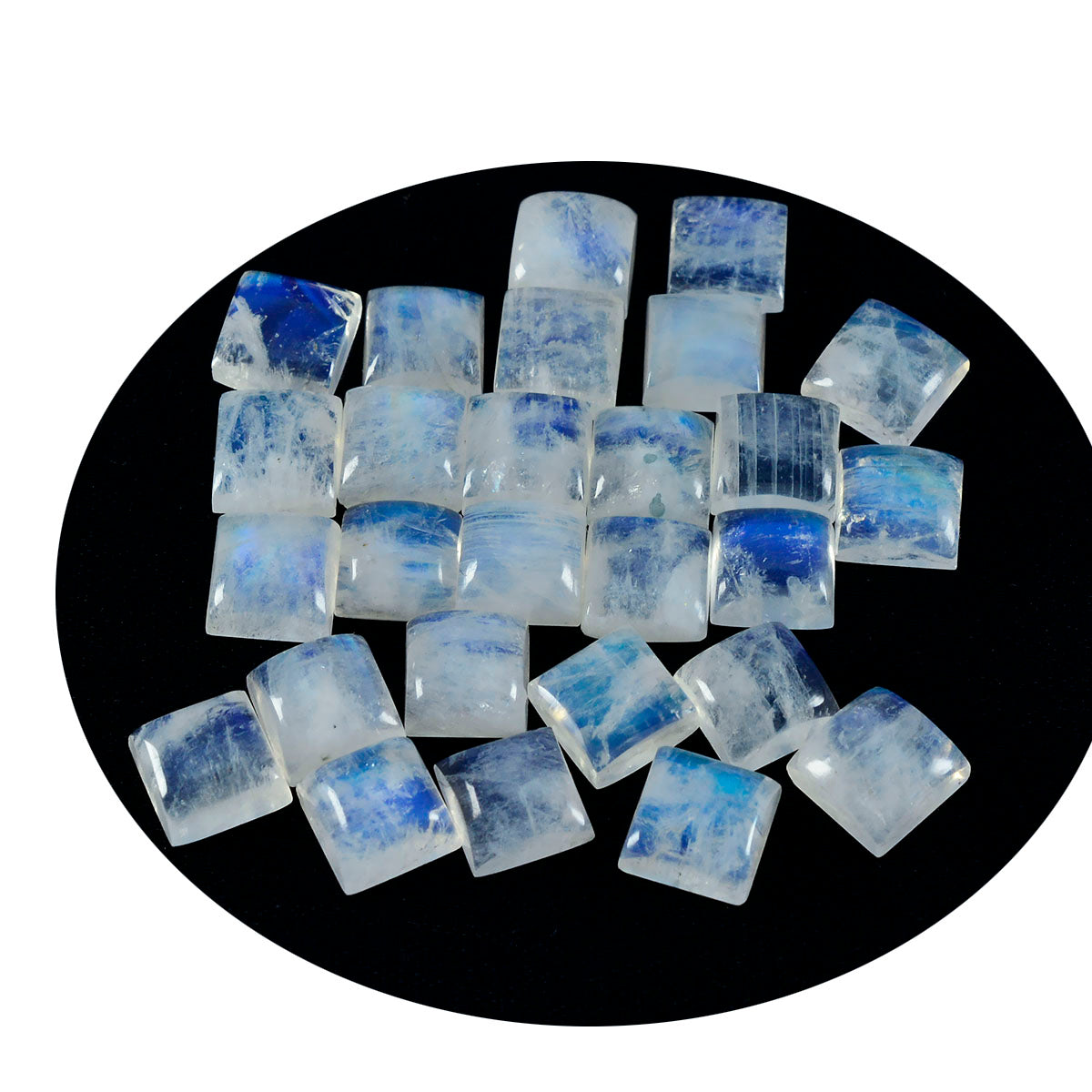 Rainbow Moonstone 1PC Small 7x7 MM Square Cabochon White Fine semi Precious Loose Gemstone