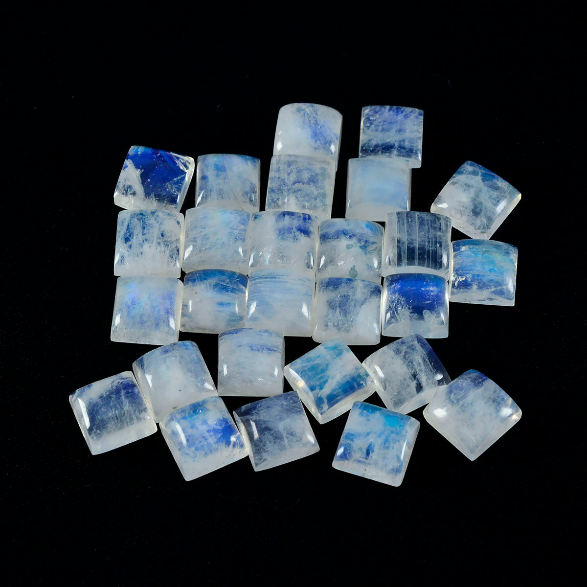 Rainbow Moonstone 1PC Small 8x8 MM Square Cabochon White High Quality semi Precious Loose Gemstones