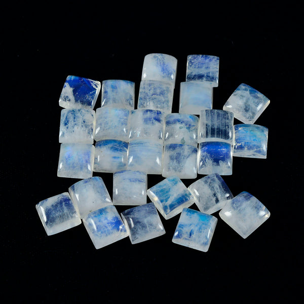 Rainbow Moonstone 1PC Medium 9x9 MM Square Cabochon White Natural semi Precious Semi Precious Gemstone