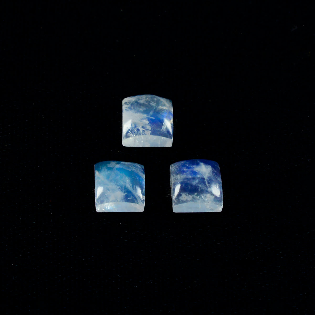 Rainbow Moonstone 1PC Large 10x10 MM Square Cabochon White Genuine semi Precious Precious Gemstone