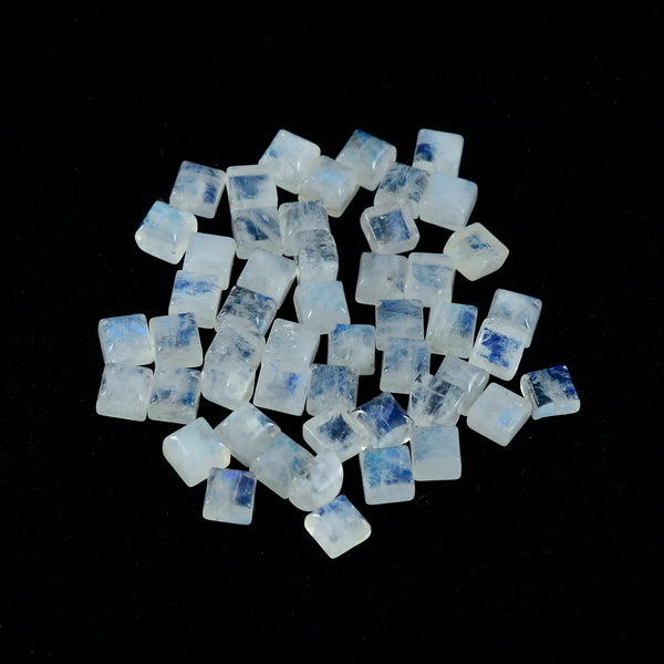 Rainbow Moonstone 1PC Tiny 6x6 MM Square Cabochon White Shine semi Precious Loose Gems