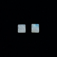Rainbow Moonstone 1PC Tiny 6x6 MM Square Cabochon White Shine semi Precious Loose Gems