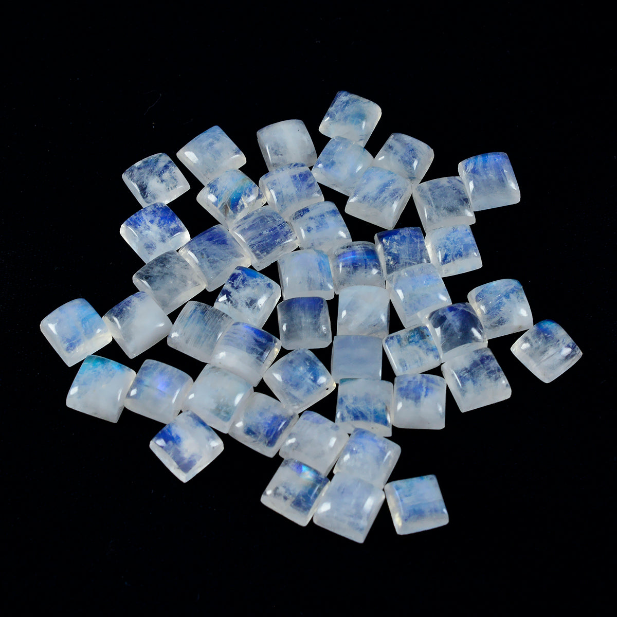Rainbow Moonstone 1PC Small 7x7 MM Square Cabochon White Fine semi Precious Loose Gemstone