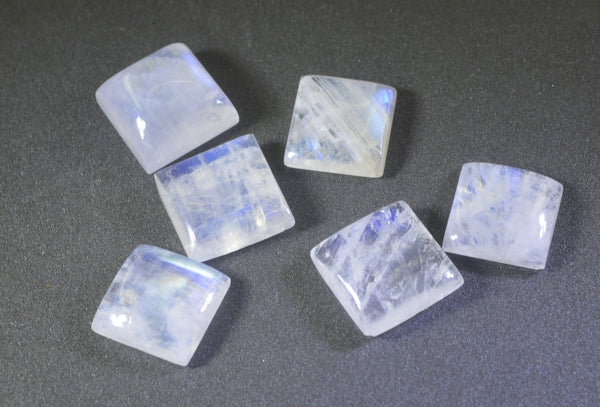 Rainbow Moonstone 1PC Small 8x8 MM Square Cabochon White High Quality semi Precious Loose Gemstones