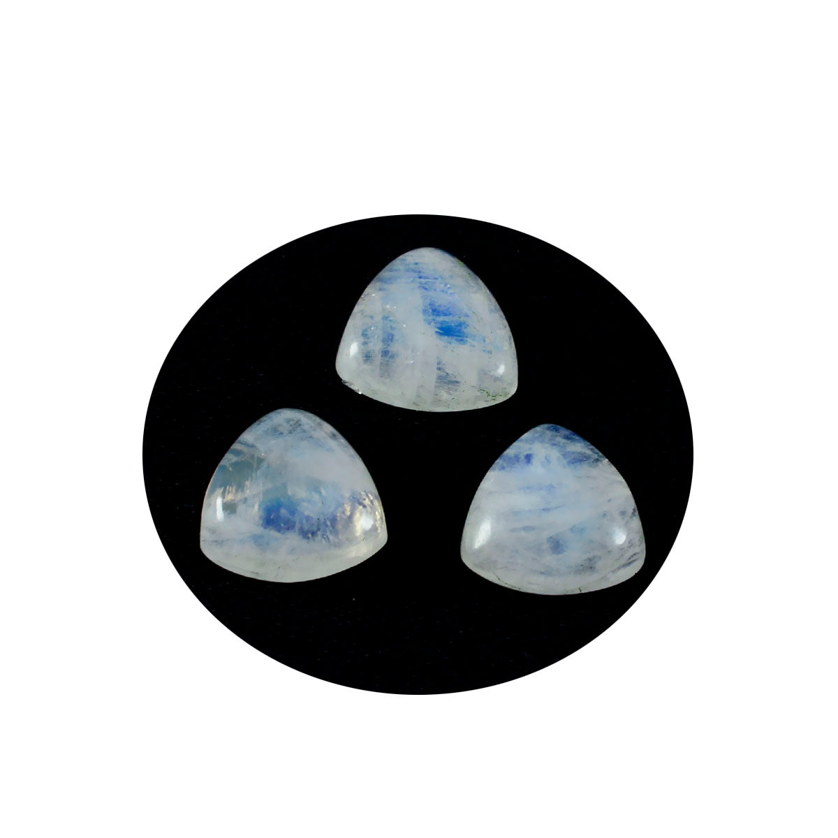 Rainbow Moonstone 1PC Large 11x11 MM Triangle Cabochon White Shine semi Precious Loose Gemstones