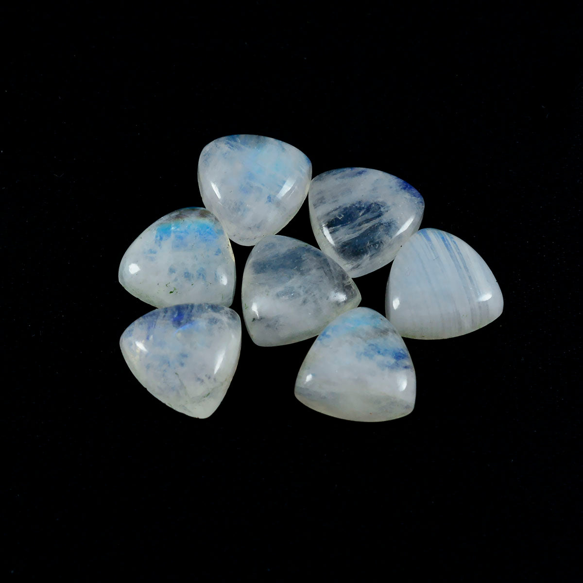 Rainbow Moonstone 1PC Tiny 6x6 MM Triangle Cabochon White Sparkling semi Precious Semi Precious Gemstone