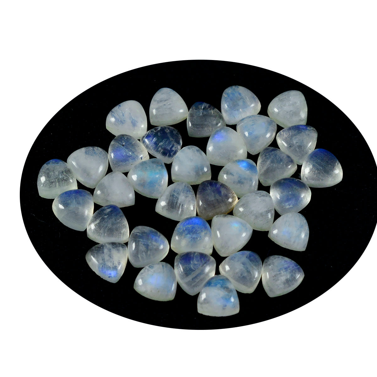 Rainbow Moonstone 10PC Tiny 4x4 MM Triangle Cabochon White Fiery semi Precious Loose Gemstone Secondary image