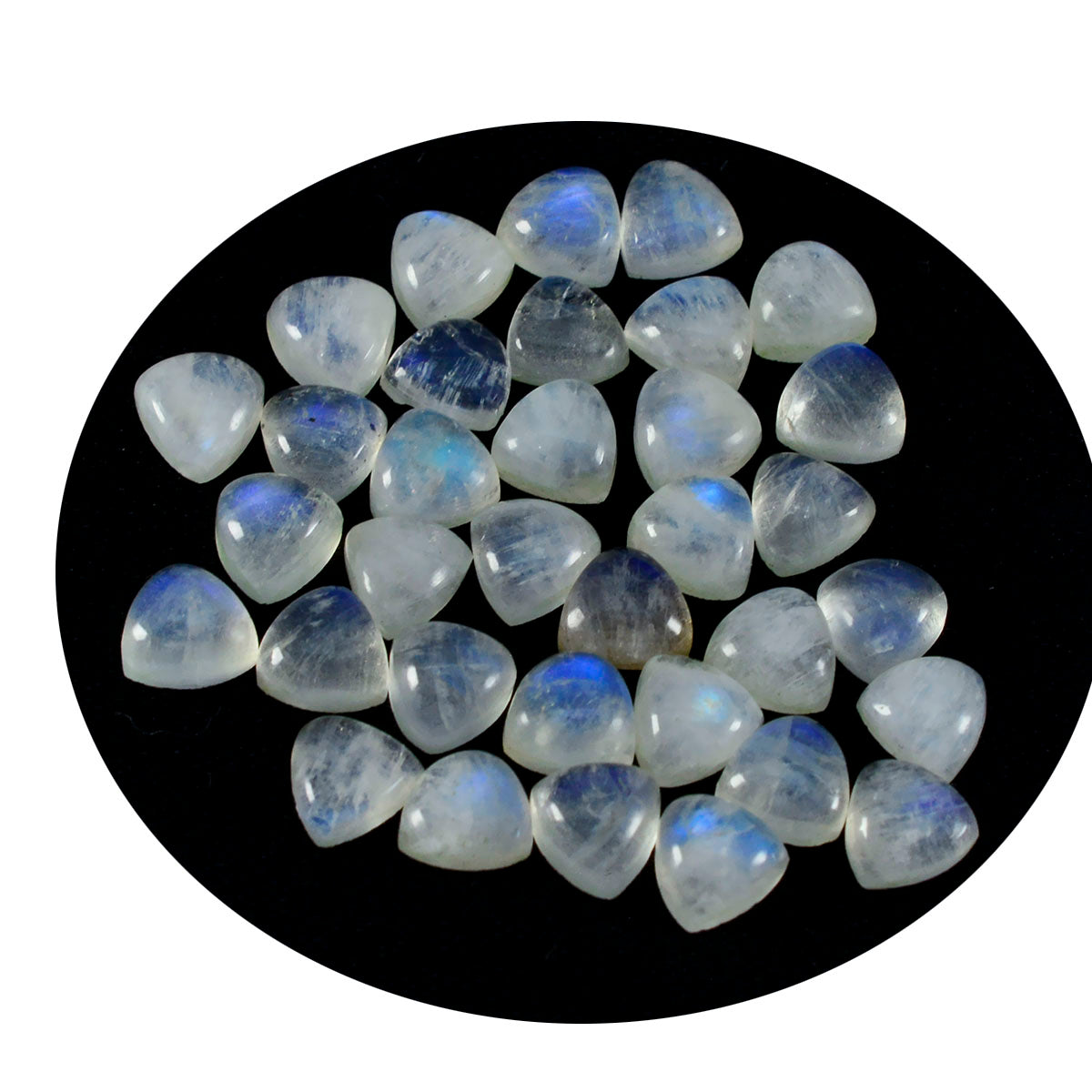 Rainbow Moonstone 10PC Tiny 5x5 MM Triangle Cabochon White Brilliant semi Precious Loose Gemstones