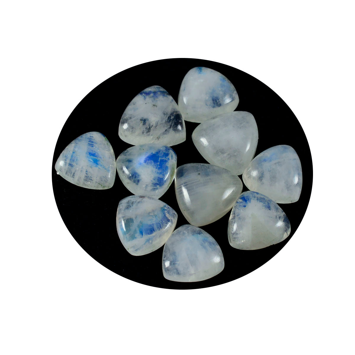 Rainbow Moonstone 1PC Small 8x8 MM Triangle Cabochon White Splendid semi Precious Gems Sekundär produktbild