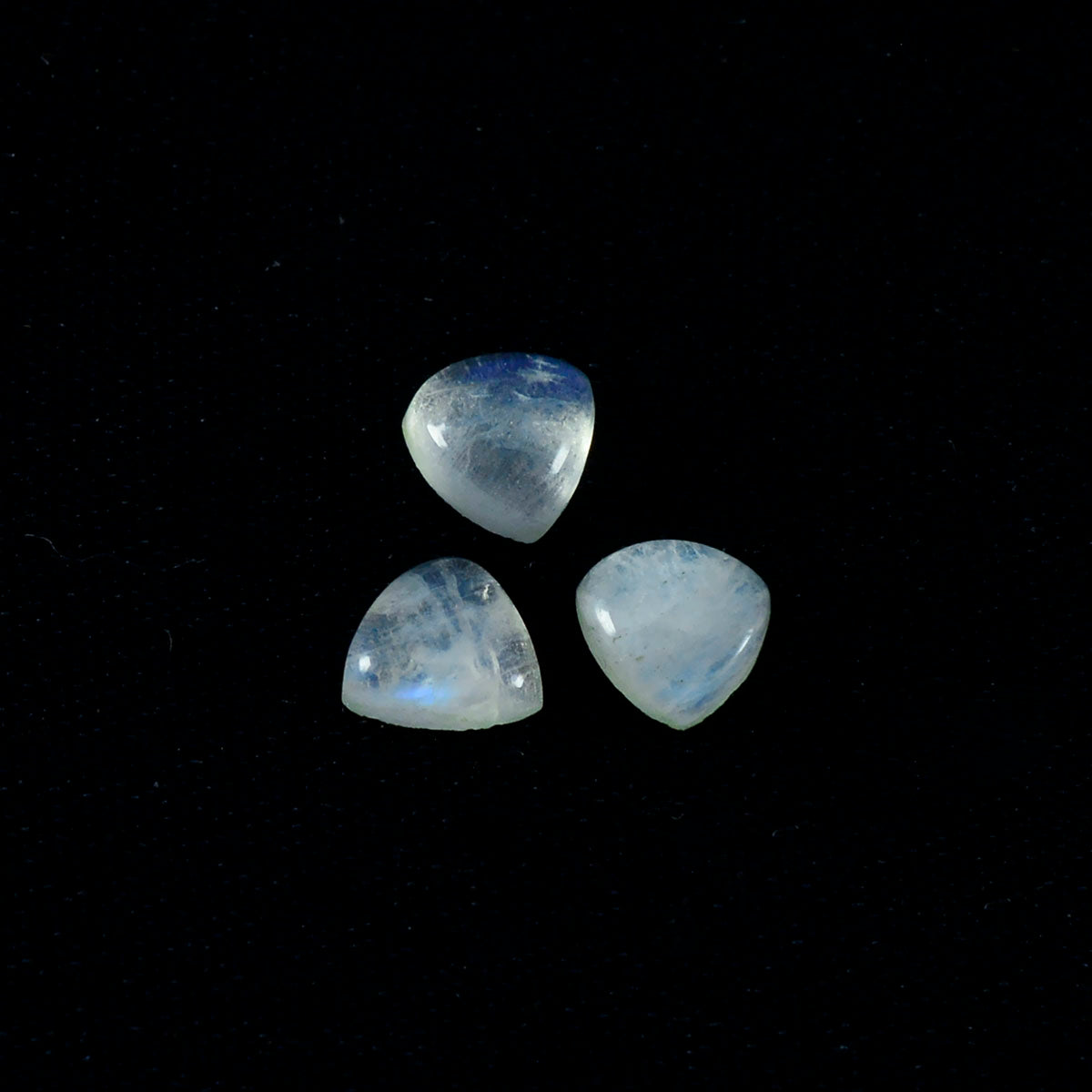 Rainbow Moonstone 10PC Tiny 4x4 MM Triangle Cabochon White Fiery semi Precious Loose Gemstone