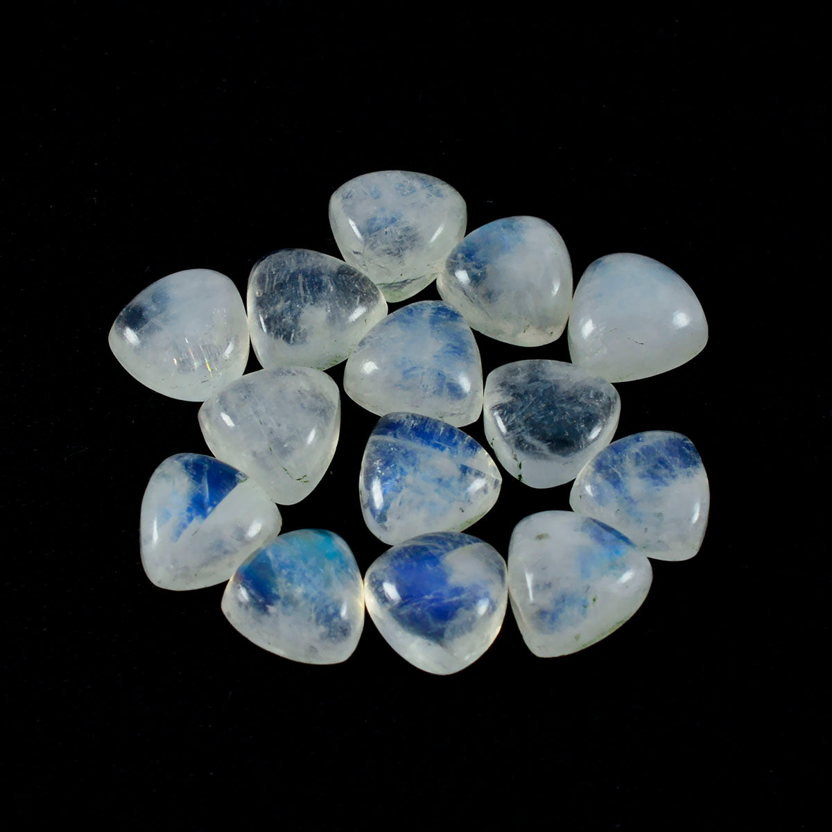 Rainbow Moonstone 1PC Small 7x7 MM Triangle Cabochon White Polished semi Precious Precious Gemstone Hoofdafbeelding
