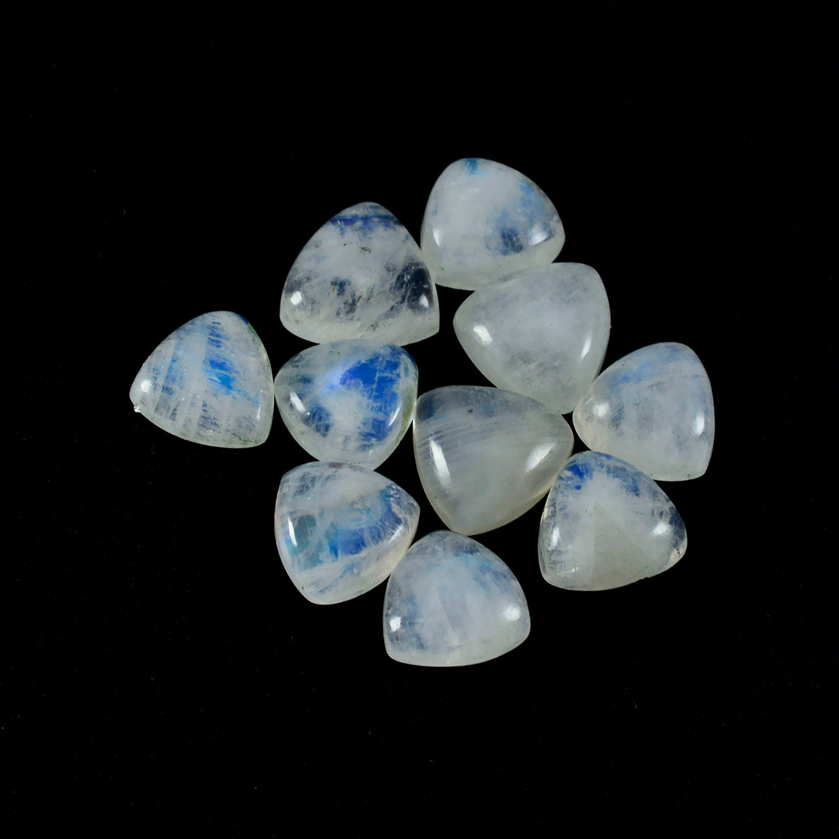 Rainbow Moonstone 1PC Small 8x8 MM Triangle Cabochon White Splendid semi Precious Gems Huvudsaklig produktbild