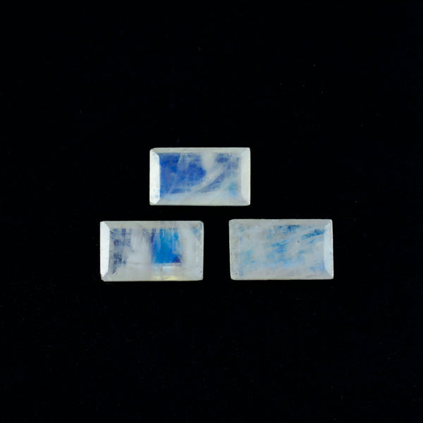 Rainbow Moonstone 1PC Medium 7x14 MM Baguette Faceted White Genuine Semi Precious Loose Gems
