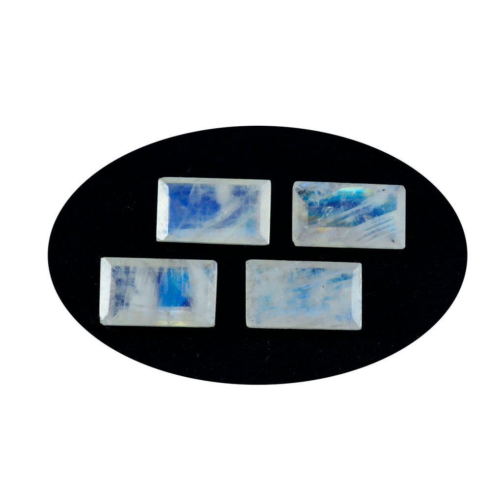 Rainbow Moonstone 10PC Tiny 2x4 MM Baguette Faceted White Luster Semi Precious Loose Gemstones