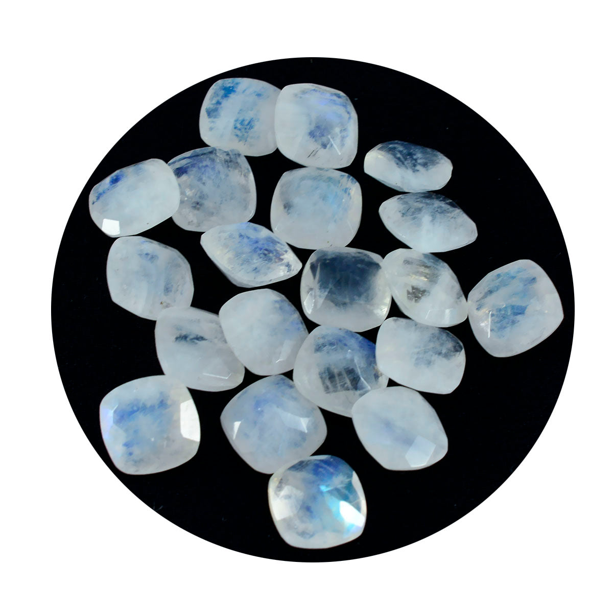Rainbow Moonstone 10PC Tiny 4x4 MM Cushion Faceted White Brilliant Semi Precious Loose Gemstones Hoofdafbeelding