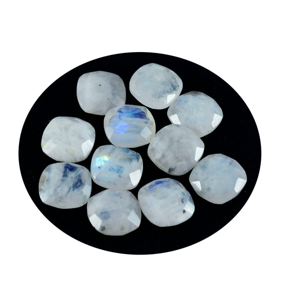 Rainbow Moonstone 1PC Tiny 6x6 MM Cushion Faceted White Polished Semi Precious Loose Gems