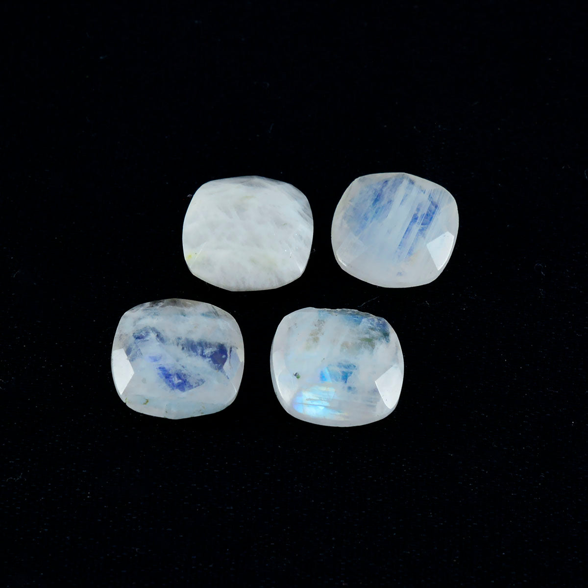 Rainbow Moonstone 1PC Small 8x8 MM Cushion Faceted White Luster Semi Precious Loose Gemstones Hoofdafbeelding