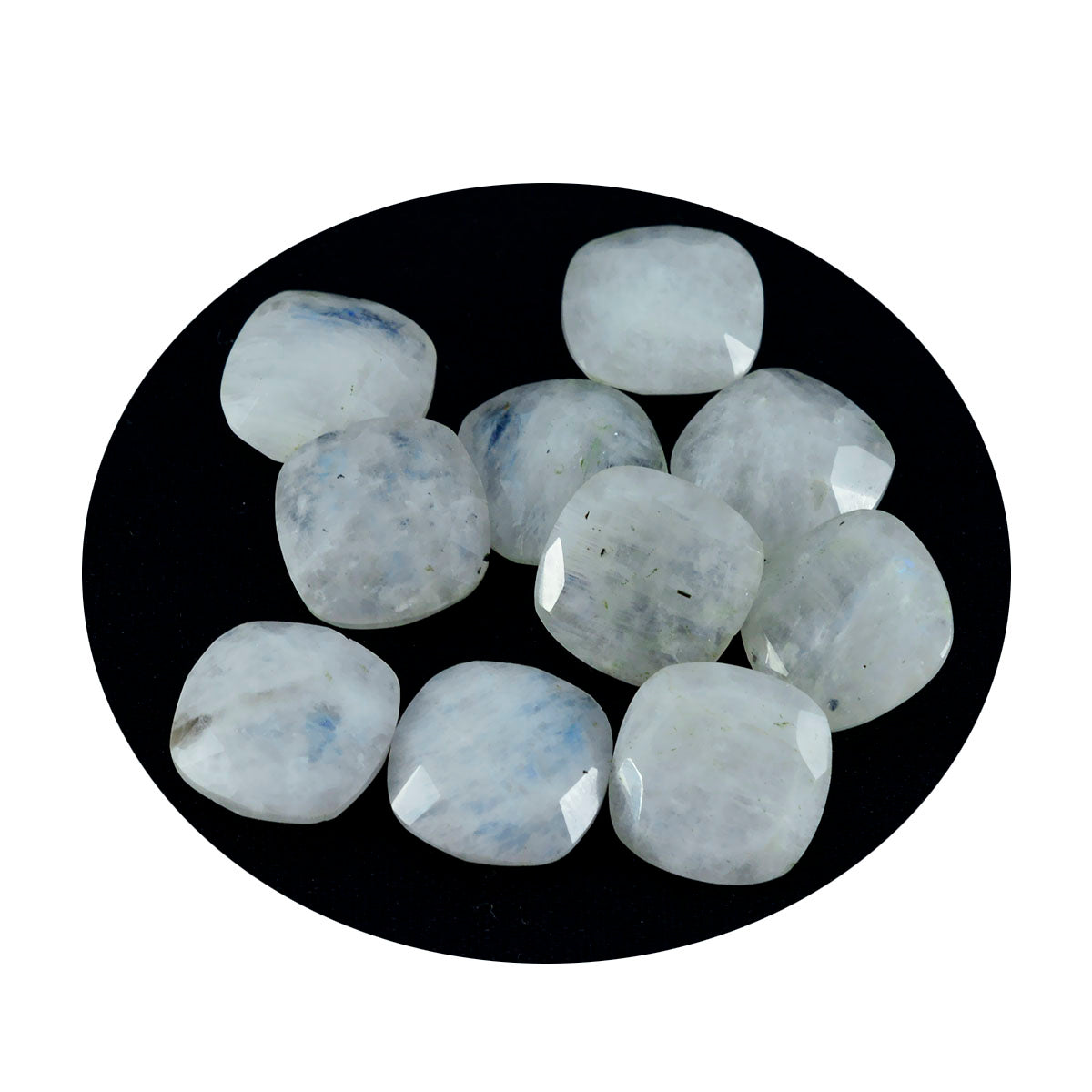 Rainbow Moonstone 1PC Small 8x8 MM Cushion Faceted White Luster Semi Precious Loose Gemstones Secundaire afbeelding