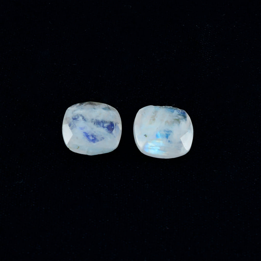 Rainbow Moonstone 1PC Large 12x12 MM Cushion Faceted White High Quality Semi Precious Loose Gemstones