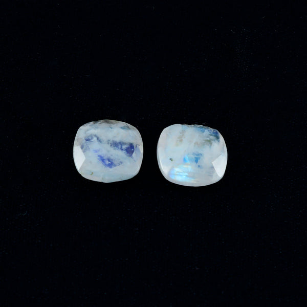 Rainbow Moonstone 1PC Tiny 5x5 MM Cushion Faceted White Sparkling Semi Precious Gems