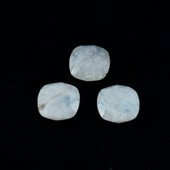 Rainbow Moonstone 1PC Chunky 13x13 MM Cushion Faceted White Natural Semi Precious Gems