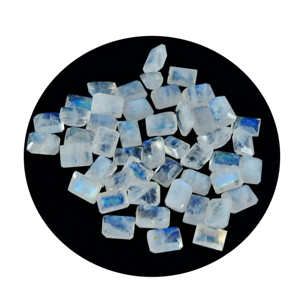 Rainbow Moonstone 10PC Tiny 3x5 MM Emerald Faceted White Genuine Semi Precious Loose Gems