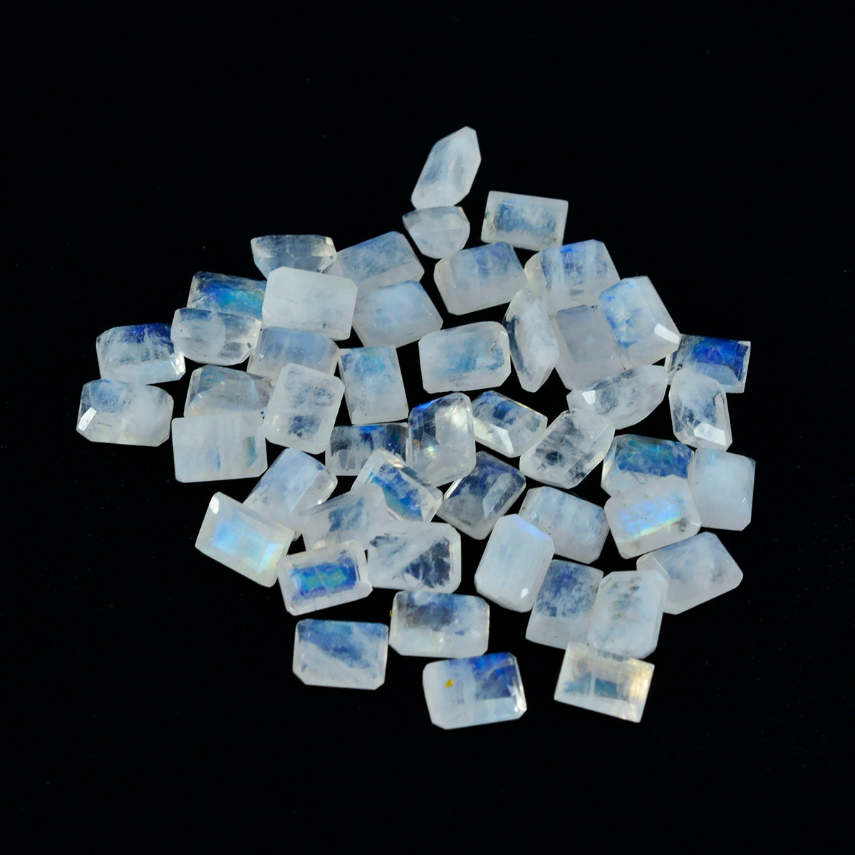 Rainbow Moonstone 10PC Tiny 3x5 MM Emerald Faceted White Genuine Semi Precious Loose Gems