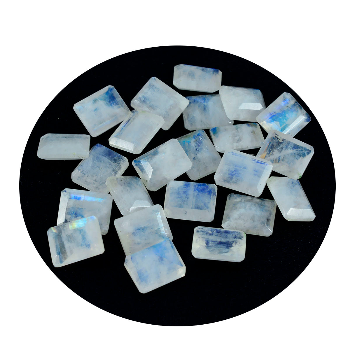Rainbow Moonstone 1PC Tiny 5x7 MM Emerald Faceted White Pure Semi Precious Loose Gemstones Secundaire afbeelding