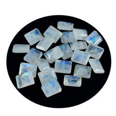 Rainbow Moonstone 1PC Tiny 5x7 MM Emerald Faceted White Pure Semi Precious Loose Gemstones