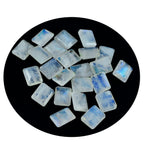 Rainbow Moonstone 1PC Small 6x8 MM Emerald Faceted White Fiery Semi Precious Gems
