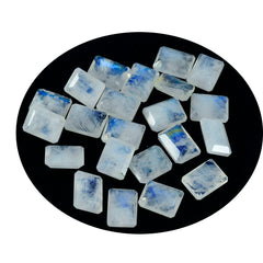 Rainbow Moonstone 1PC Medium 8x10 MM Emerald Faceted White Splendid Semi Precious Gems