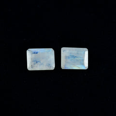 Rainbow Moonstone 1PC Chunky 13x18 MM Emerald Faceted White Natural Semi Precious Loose Gemstone