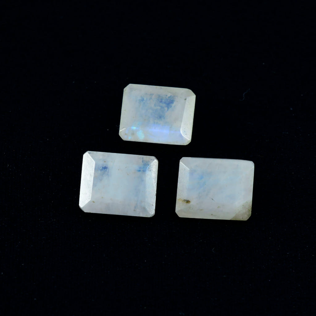 Rainbow Moonstone 1PC Large 10x14 MM Emerald Faceted White Fine Semi Precious Gems