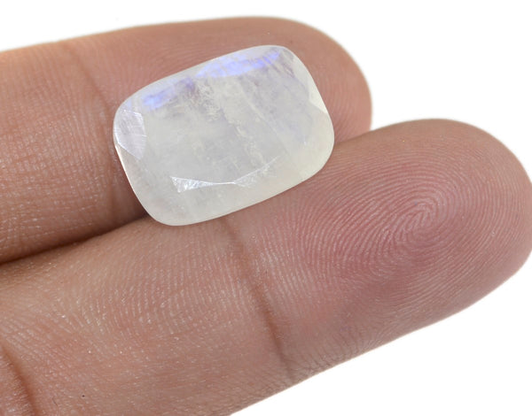 Rainbow Moonstone 1PC Chunky 13x18 MM Emerald Faceted White Natural Semi Precious Loose Gemstone