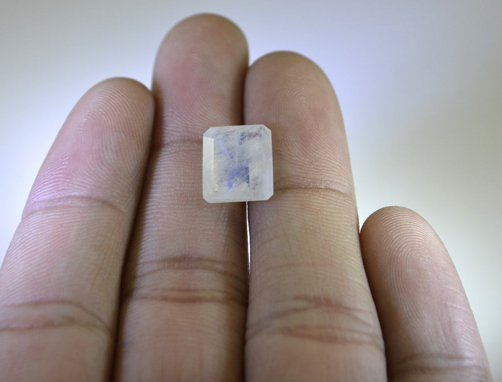 Rainbow Moonstone 1PC Chunky 15x20 MM Emerald Faceted White Genuine Semi Precious Loose Gemstones
