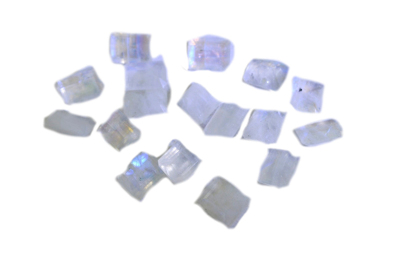 Rainbow Moonstone 10PC Tiny 3x5 MM Emerald Faceted White Genuine Semi Precious Loose Gems