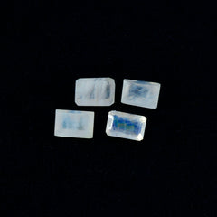 Rainbow Moonstone 1PC Tiny 5x7 MM Emerald Faceted White Pure Semi Precious Loose Gemstones