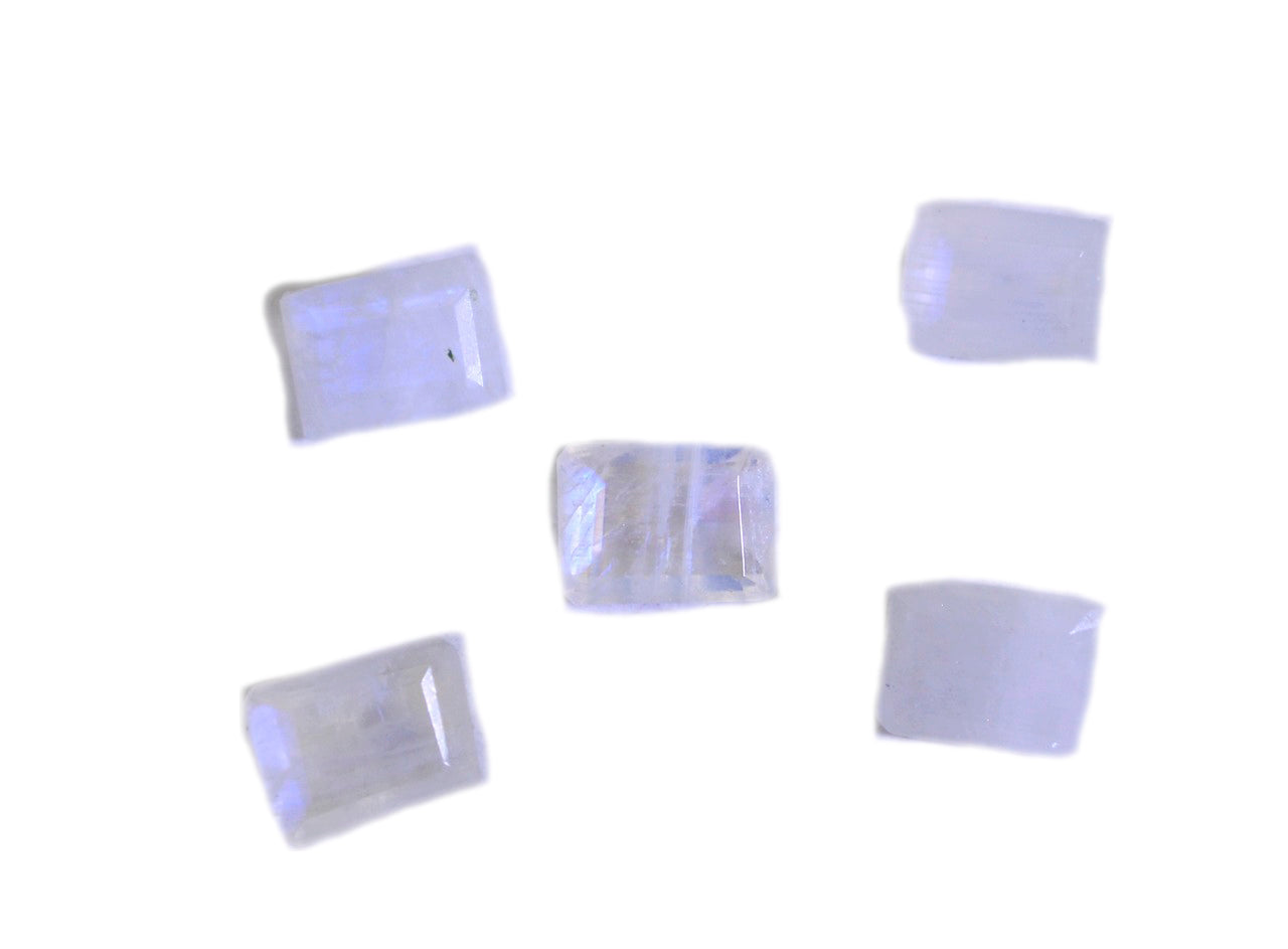 Rainbow Moonstone 1PC Small 6x9 MM Emerald Faceted White Brilliant Semi Precious Loose Gems Hoofdafbeelding