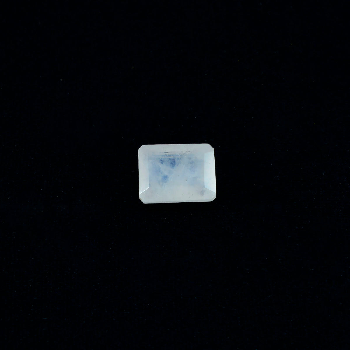Rainbow Moonstone 1PC Medium 7x10 MM Emerald Faceted White Polished Semi Precious Loose Gemstones