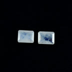 Rainbow Moonstone 1PC Medium 7x10 MM Emerald Faceted White Polished Semi Precious Loose Gemstones