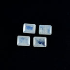 Rainbow Moonstone 1PC Small 7x9 MM Emerald Faceted White Sparkling Semi Precious Loose Gemstone
