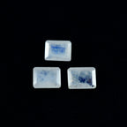 Rainbow Moonstone 1PC Medium 8x10 MM Emerald Faceted White Splendid Semi Precious Gems